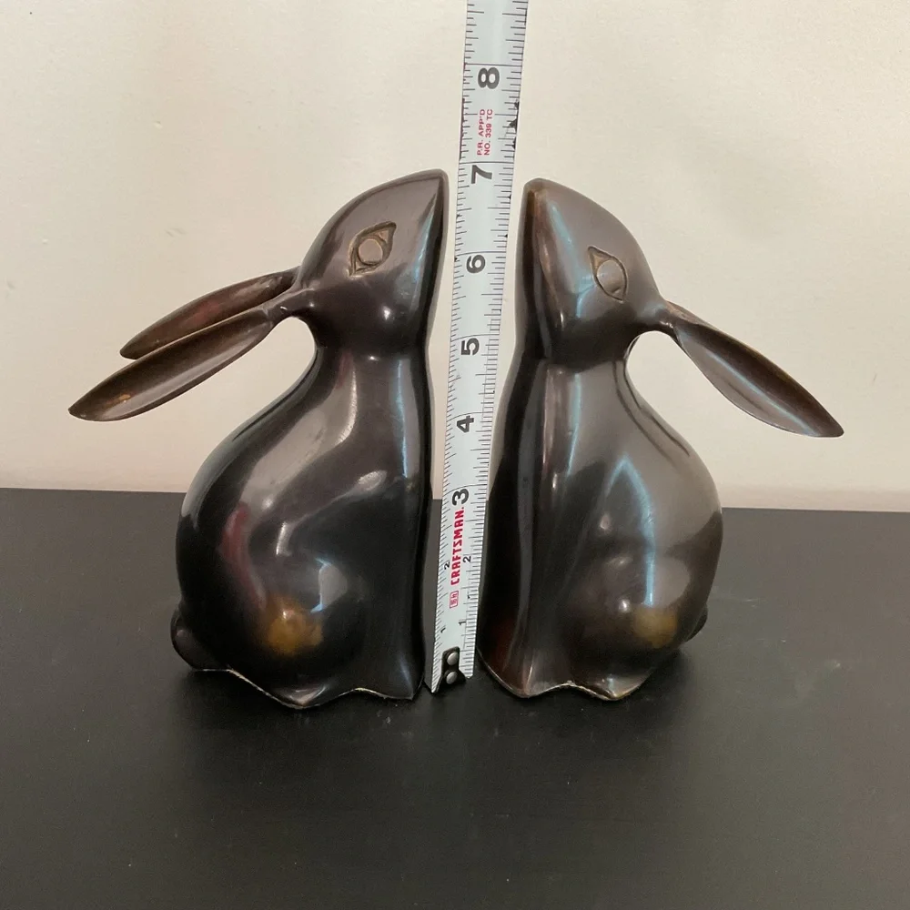 Restoration Hardware Set of 2 Metal Bunny Rabbit Bookends with Bronze Finish